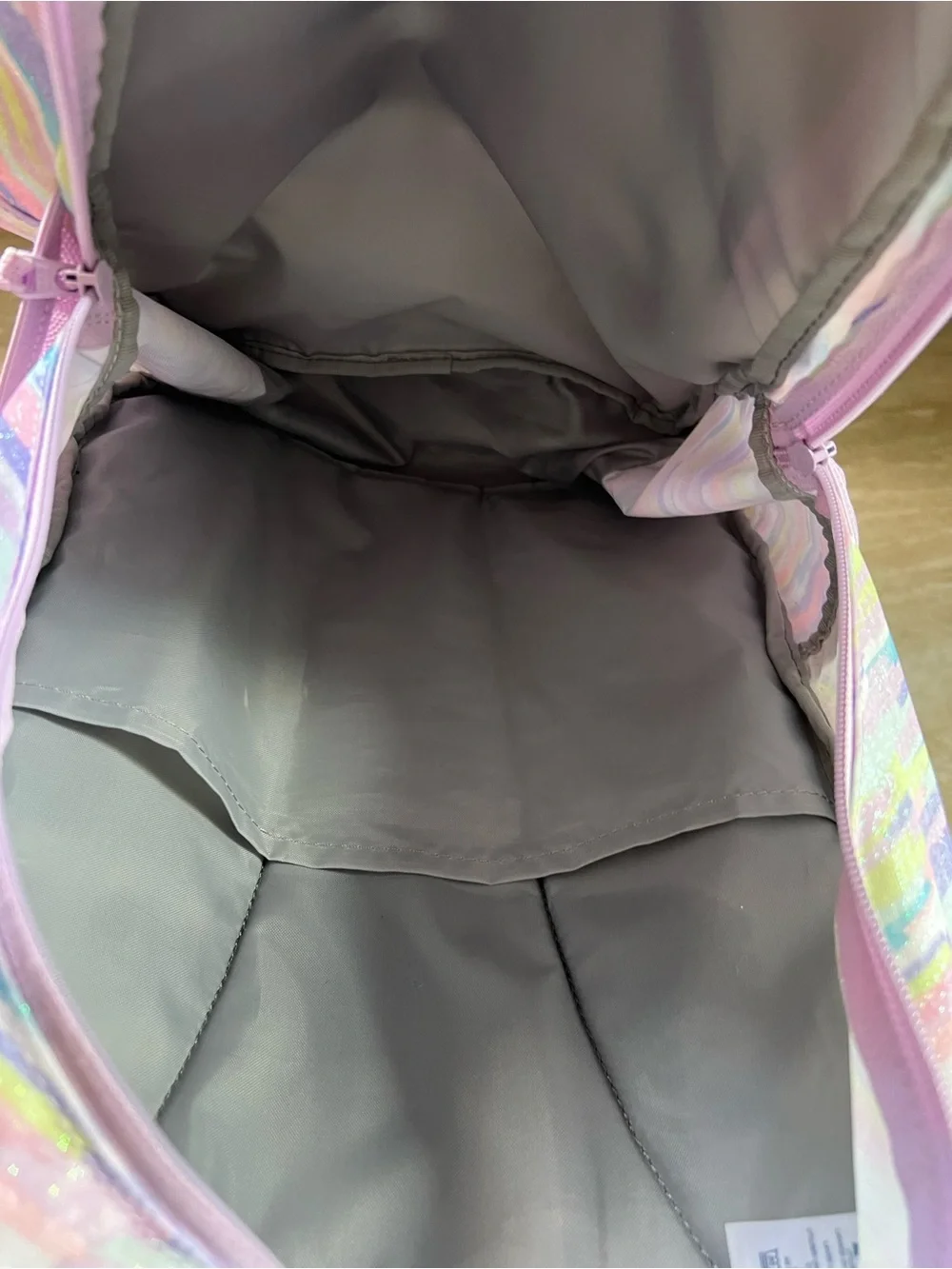 Lands' End ClassMate Backpack in the glitter paint stripe Large 18”